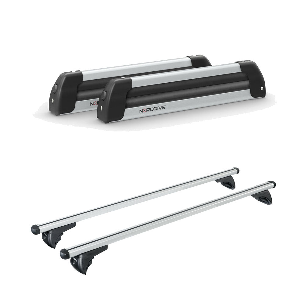 Pack porte-skis Nordic King Nordrive aluminium – support pour 4 paires de skis ou 2 snowboards – pour Ford Puma A partir de 2019 - vue porte skis et barres de toit