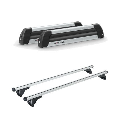 Pack porte-skis Nordic King Nordrive aluminium – support pour 4 paires de skis ou 2 snowboards – pour Bmw Serie 3 - Break - G21 A partir de 2019 - vue porte skis et barres de toit