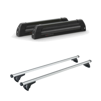 Pack porte-skis Nordic King Nordrive aluminium noir – support pour 4 paires de skis ou 2 snowboards -pour Bmw Serie 3 - Break - G21 A partir de 2019 – vue porte skis et barres de toit
