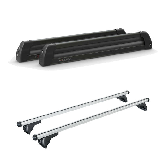 Pack porte-skis Nordic King Plus Nordrive aluminium noir – support pour 6 paires de skis ou 4 snowboards – pour Kia Niro A partir de 2023 - vue porte skis et barres de toit
