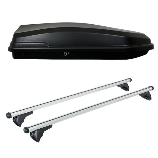 Pack coffre de toit Torpedo 400 L et barres de toit Kia XCeed (A partir de 2019) Pour rails intégrés - Helio - Aluminium