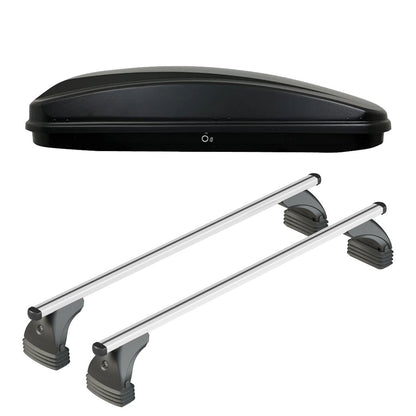 Pack coffre de toit Crub 430 L et barres de toit Ford C-Max (2003 - 2010) Pour toit nu - Helio - Aluminium
