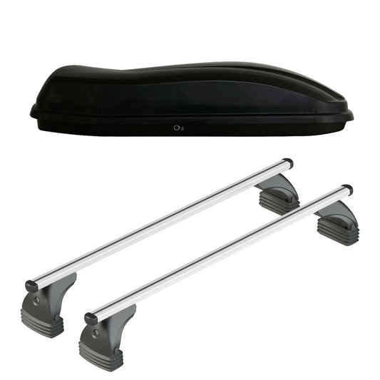 Pack coffre de toit Marlin 400 L et barres de toit Ford S-Max (2006 - 2015) Pour toit nu - Helio - Aluminium