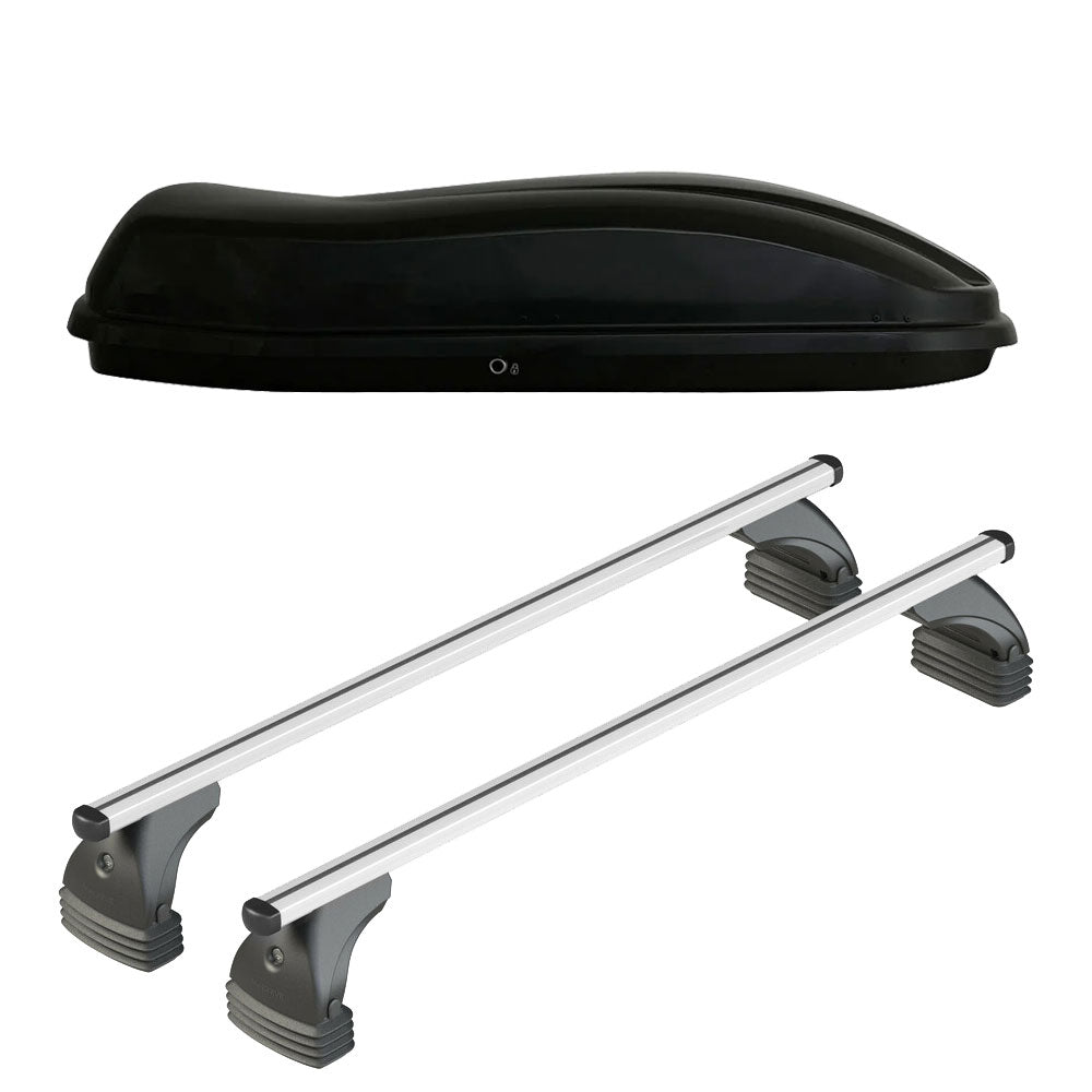 Pack coffre de toit Marlin 480 L et barres de toit Abarth 600 (A partir de 2025) Pour toit nu - Helio - Aluminium
