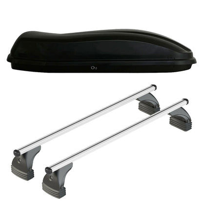 Pack coffre de toit Marlin 530 L et barres de toit Bmw X5 - E53 (2000 - 2007) Pour toit nu - Helio - Aluminium