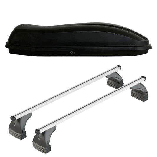 Pack coffre de toit Marlin 530 L et barres de toit Ford S-Max (2006 - 2015) Pour toit nu - Helio - Aluminium