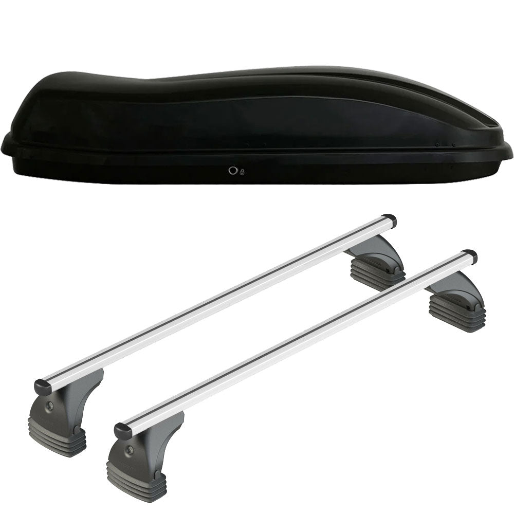 Pack coffre de toit Marlin 680 L et barres de toit Bmw Serie 3 - Break - E91 (2005 - 2012) Pour toit nu - Helio - Aluminium