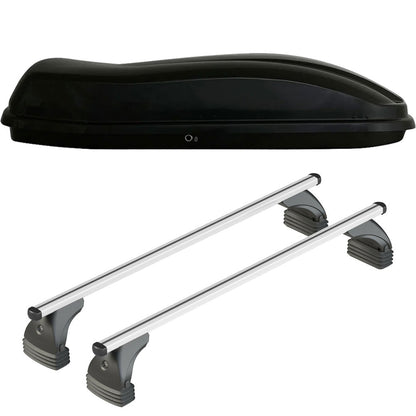 Pack coffre de toit Marlin 680 L et barres de toit Bmw Serie 3 - Break - E91 (2005 - 2012) Pour toit nu - Helio - Aluminium