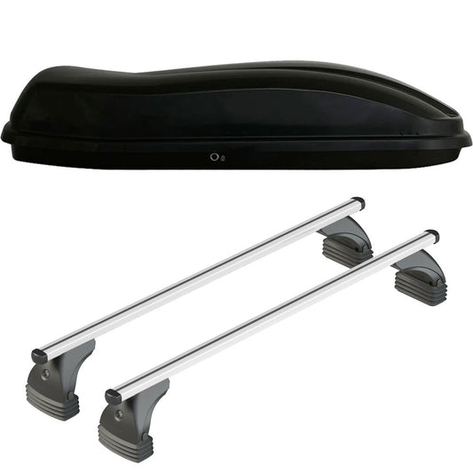 Pack coffre de toit Marlin 680 L et barres de toit Ford S-Max (2006 - 2015) Pour toit nu - Helio - Aluminium