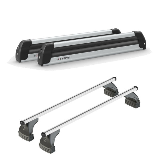 Pack porte skis Pro Slider Aluminium et barres de toit Renault Rafale (A partir de 2024) - Pour toit nu - Helio Aluminium