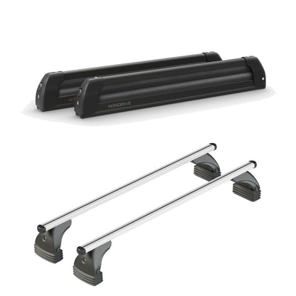 Pack porte skis Pro Slider Noir et barres de toit Renault Modus (2004 - 2013) - Pour toit nu - Helio Aluminium