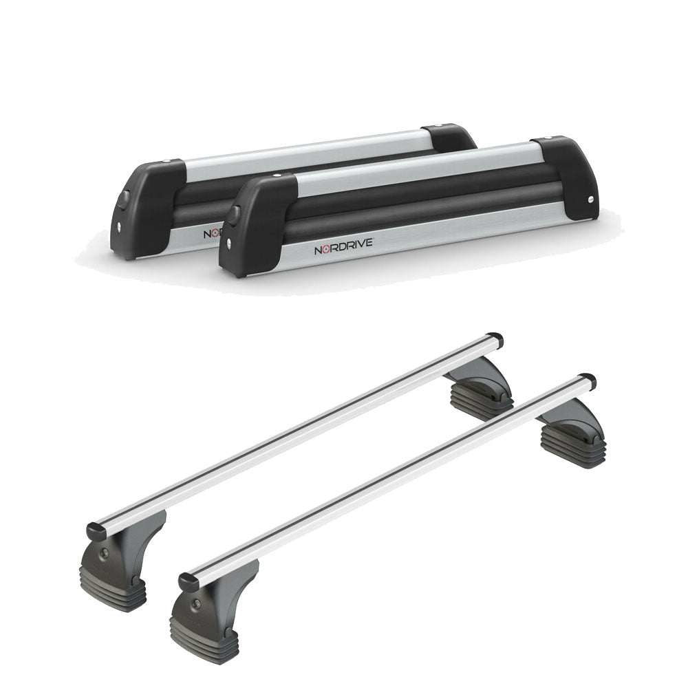 Pack porte-skis Nordic King Nordrive aluminium – support pour 4 paires de skis ou 2 snowboards – pour Audi A1 Sportback Citycarver A partir de 2019 - vue porte skis et barres de toit