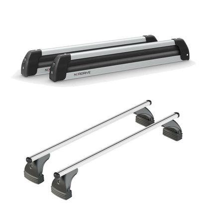 Pack porte skis Nordic King plus Aluminium et barres de toit Renault Arkana (A partir de 2021) - Pour toit nu - Helio Aluminium