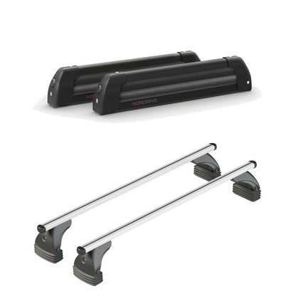 Pack porte skis Nordic King Noir et barres de toit Renault Arkana (A partir de 2021) - Pour toit nu - Helio Aluminium