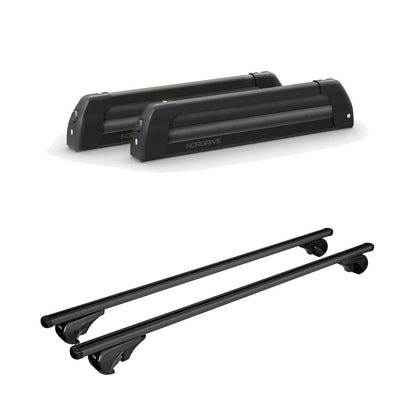 Pack porte-skis Nordic King Nordrive aluminium noir – support pour 4 paires de skis ou 2 snowboards -pour Volkswagen Touareg 2011 - 2018 – vue porte skis et barres de toit