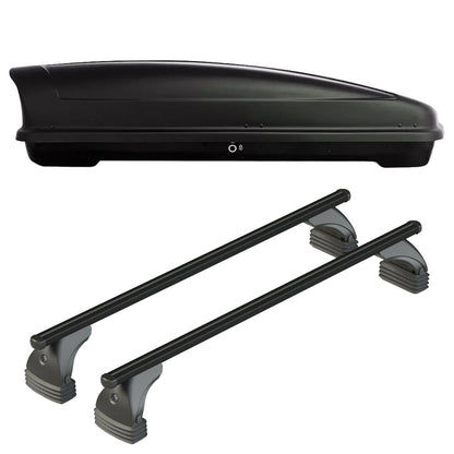 Pack coffre de toit Koral 630 L et barres de toit Abarth 600e (A partir de 2025) Pour toit nu - Helio Noir - Aluminium