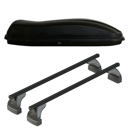 Pack coffre de toit Marlin 530 L et barres de toit Abarth 600e (A partir de 2025) Pour toit nu - Helio Noir - Aluminium