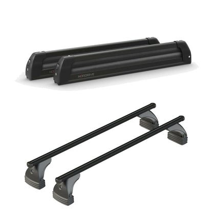 Pack porte skis Pro Slider Noir et barres de toit Audi A6 - 4 portes (2004 - 2011) - Pour toit nu - Helio Noir Aluminium