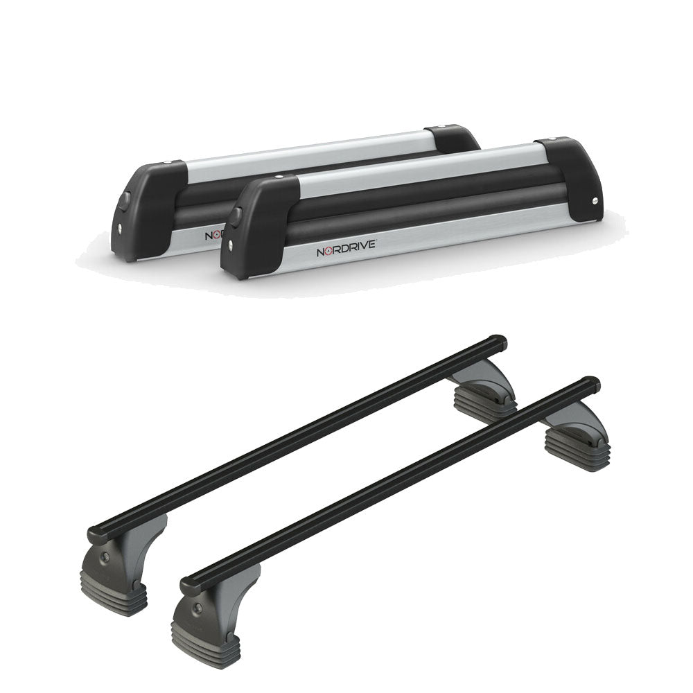 Pack porte-skis Nordic King Nordrive aluminium – support pour 4 paires de skis ou 2 snowboards – pour Abarth 600e A partir de 2025 - vue porte skis et barres de toit