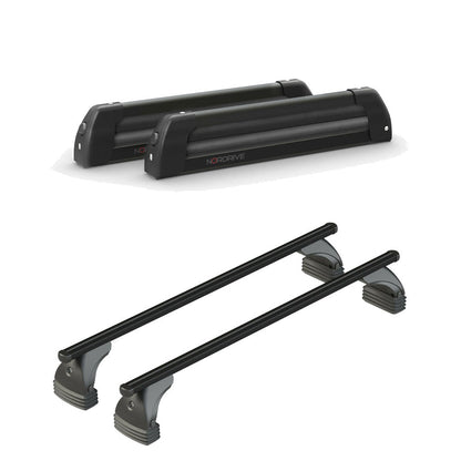 Pack porte-skis Nordic King Nordrive aluminium noir – support pour 4 paires de skis ou 2 snowboards -pour Abarth 600e A partir de 2025 – vue porte skis et barres de toit
