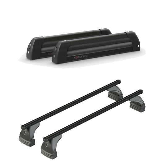 Pack porte-skis Nordic King Nordrive aluminium noir – support pour 4 paires de skis ou 2 snowboards -pour Audi A6 - 4 portes 2004 - 2011 – vue porte skis et barres de toit