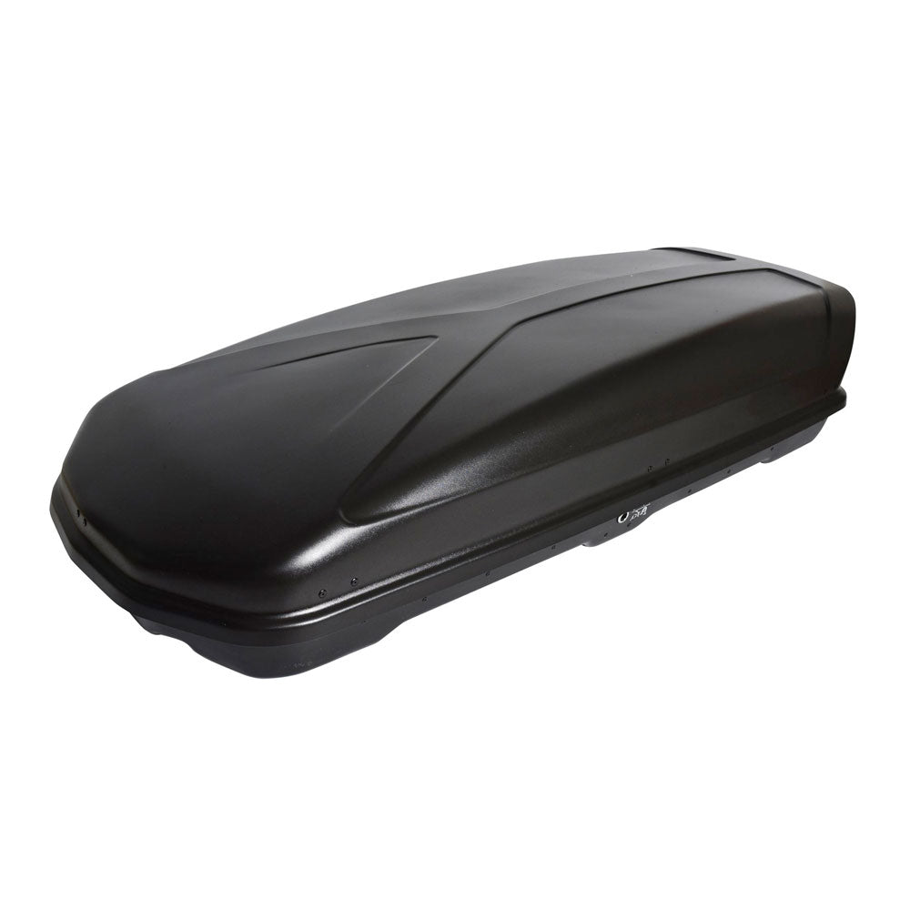 Pack coffre de toit Koral 630 L et barres de toit Audi A6 - Break (2012 - 2018) Pour rails intégrés - Helio - Aluminium
