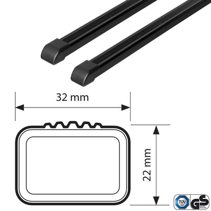 Pack porte skis Pro Slider Noir et barres de toit Toyota Aygo X Wave (2014 - 2019) - Pour toit nu - Max Load Acier