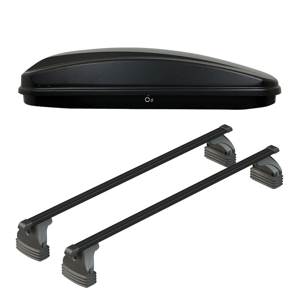 Pack coffre de toit Crub 430 L et barres de toit Toyota Aygo X Wave (2014 - 2019) Pour toit nu - Max Load - Acier