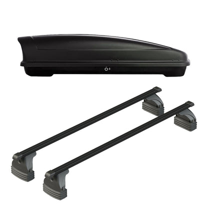 Pack coffre de toit Koral court 400 L et barres de toit Toyota Aygo X Wave (2014 - 2019) Pour toit nu - Max Load - Acier