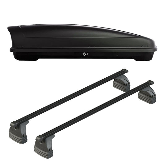 Pack coffre de toit Koral 400 L et barres de toit Toyota Aygo X Wave (2014 - 2019) Pour toit nu - Max Load - Acier