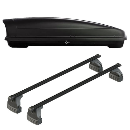 Pack coffre de toit Koral 630 L et barres de toit Toyota Aygo X Wave (2014 - 2019) Pour toit nu - Max Load - Acier