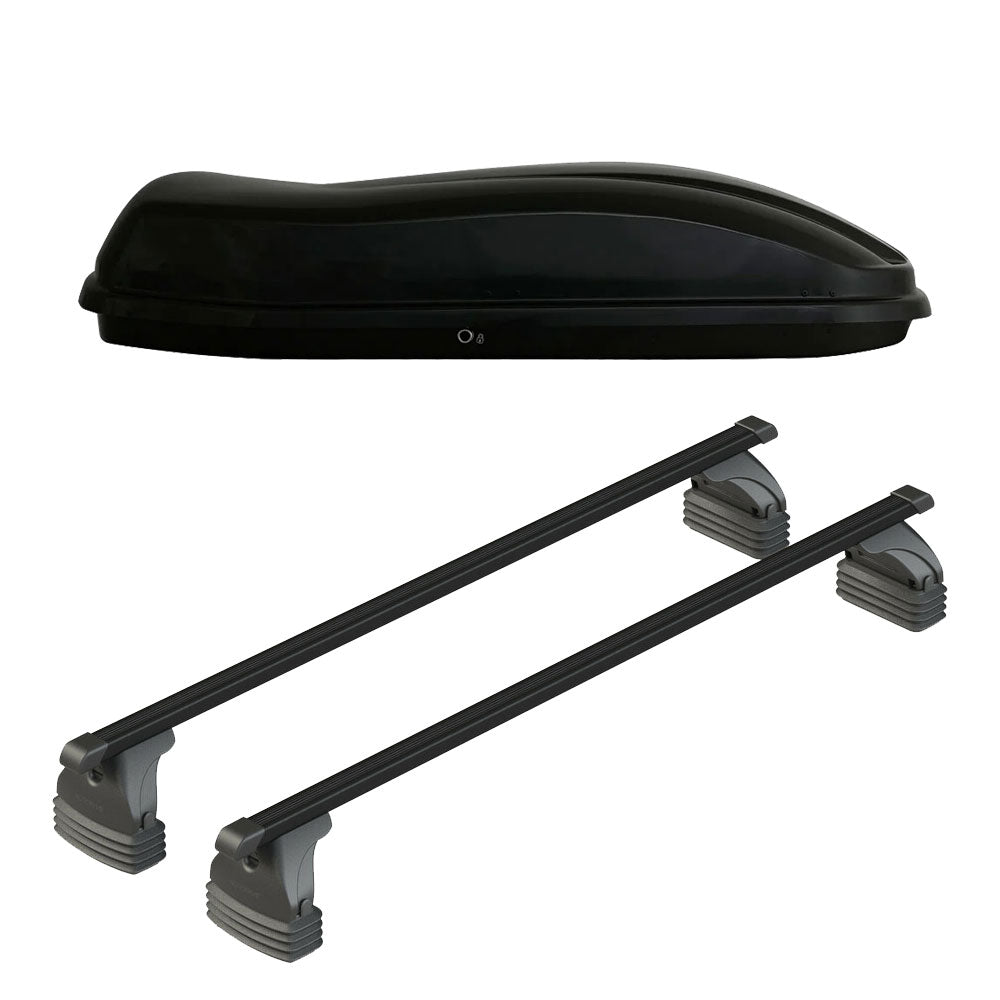 Pack coffre de toit Marlin 400 L et barres de toit Toyota Aygo X Wave (2014 - 2019) Pour toit nu - Max Load - Acier