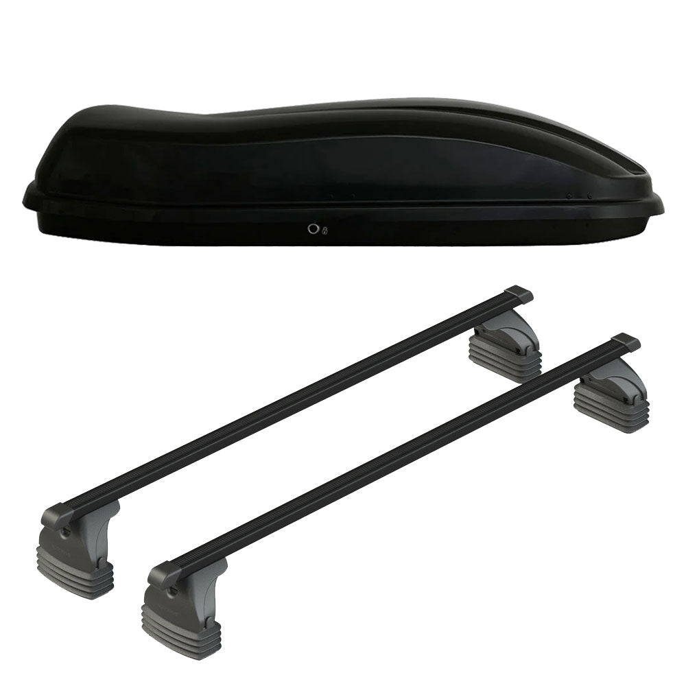 Pack coffre de toit Marlin 530 L et barres de toit Toyota Aygo X Wave (2014 - 2019) Pour toit nu - Max Load - Acier