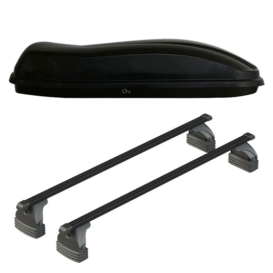 Pack coffre de toit Marlin 530 L et barres de toit Toyota Aygo X Wave (2014 - 2019) Pour toit nu - Max Load - Acier