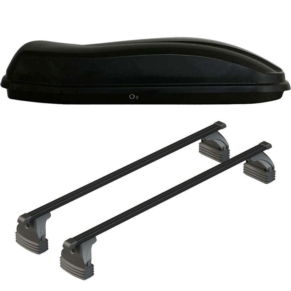 Pack coffre de toit Marlin 680 L et barres de toit Toyota Aygo X Wave (2014 - 2019) Pour toit nu - Max Load - Acier