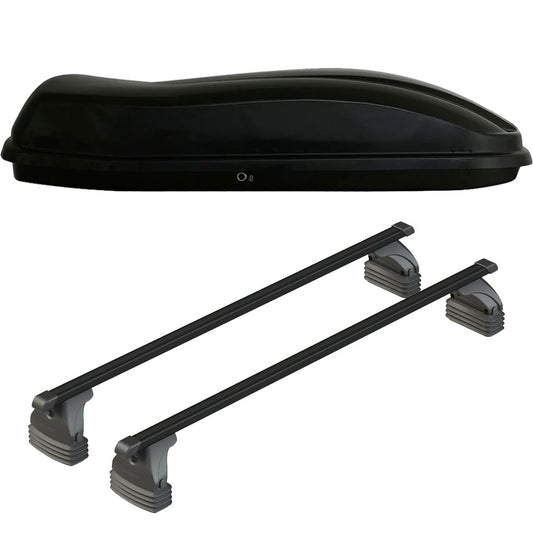 Pack coffre de toit Marlin 680 L et barres de toit Toyota Aygo X Wave (2014 - 2019) Pour toit nu - Max Load - Acier