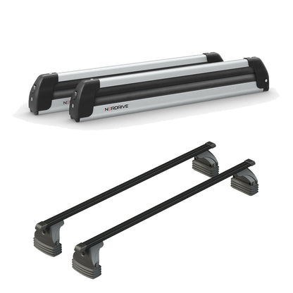 Pack porte skis Pro Slider Aluminium et barres de toit Toyota Aygo X Wave (2014 - 2019) - Pour toit nu - Max Load Acier