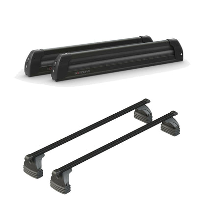 Pack porte skis Pro Slider Noir et barres de toit Toyota Aygo X Wave (2014 - 2019) - Pour toit nu - Max Load Acier