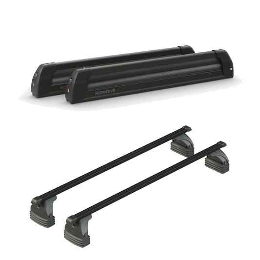 Pack porte skis Pro Slider Noir et barres de toit Toyota Aygo X Wave (2014 - 2019) - Pour toit nu - Max Load Acier