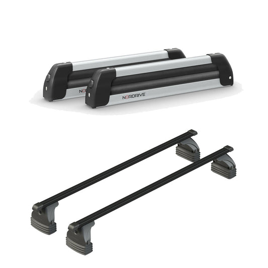 Pack porte skis Nordic King Aluminium et barres de toit Toyota Aygo X Wave (2014 - 2019) - Pour toit nu - Max Load Acier