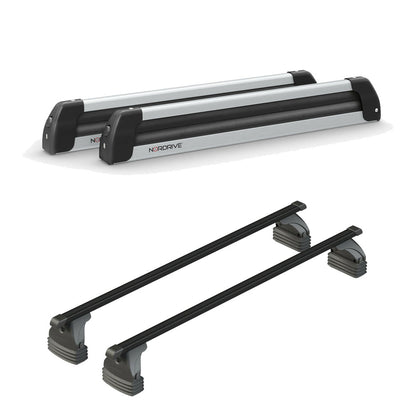 Pack porte skis Nordic King plus Aluminium et barres de toit Toyota Aygo X Wave (2014 - 2019) - Pour toit nu - Max Load Acier