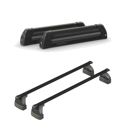 Pack porte skis Nordic King Noir et barres de toit Toyota Aygo X Wave (2014 - 2019) - Pour toit nu - Max Load Acier