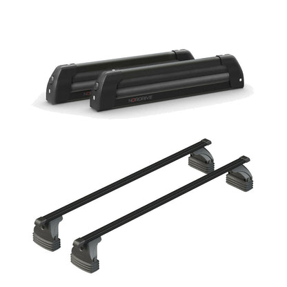 Pack porte-skis Nordic King Nordrive aluminium noir – support pour 4 paires de skis ou 2 snowboards -pour Toyota Aygo X Wave 2014 - 2019 – vue porte skis et barres de toit