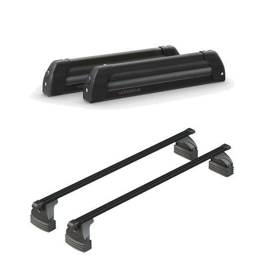 Pack porte-skis Nordic King Nordrive aluminium noir – support pour 4 paires de skis ou 2 snowboards -pour Toyota Aygo X Wave 2014 - 2019 – vue porte skis et barres de toit