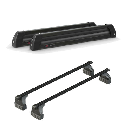 Pack porte skis Nordic King plus Noir et barres de toit Toyota Aygo X Wave (2014 - 2019) - Pour toit nu - Max Load Acier