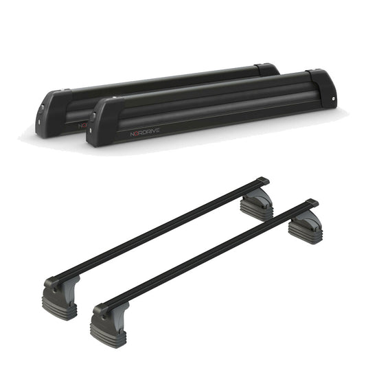 Pack porte skis Nordic King plus Noir et barres de toit Toyota Aygo X Wave (2014 - 2019) - Pour toit nu - Max Load Acier
