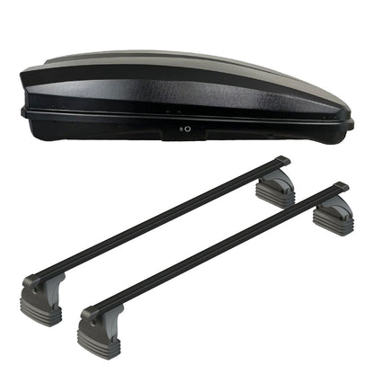 Pack coffre de toit Raya 480 L et barres de toit Toyota Aygo X Wave (2014 - 2019) Pour toit nu - Max Load - Acier