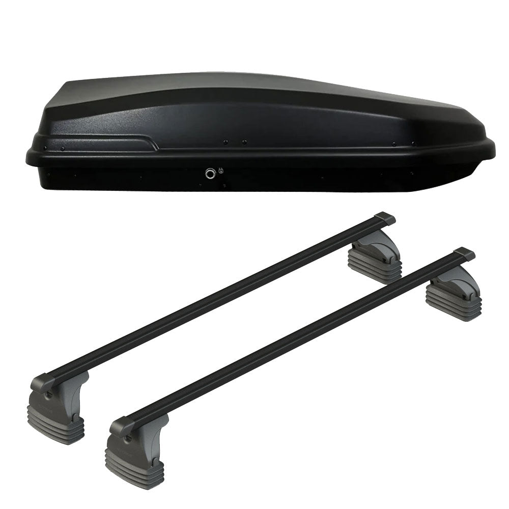 Pack coffre de toit Torpedo 400 L et barres de toit Toyota Aygo X Wave (2014 - 2019) Pour toit nu - Max Load - Acier