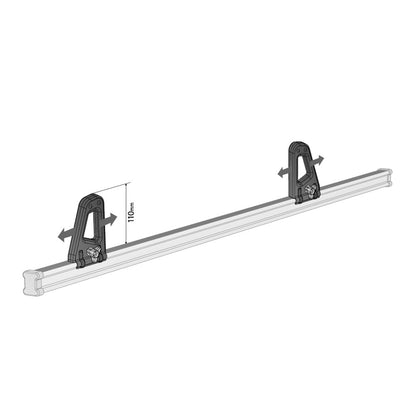 arrêts de charge 11 cm pour barres acier – 2 pièces coulissantes – utilisation en situation réelle sur utilitaire