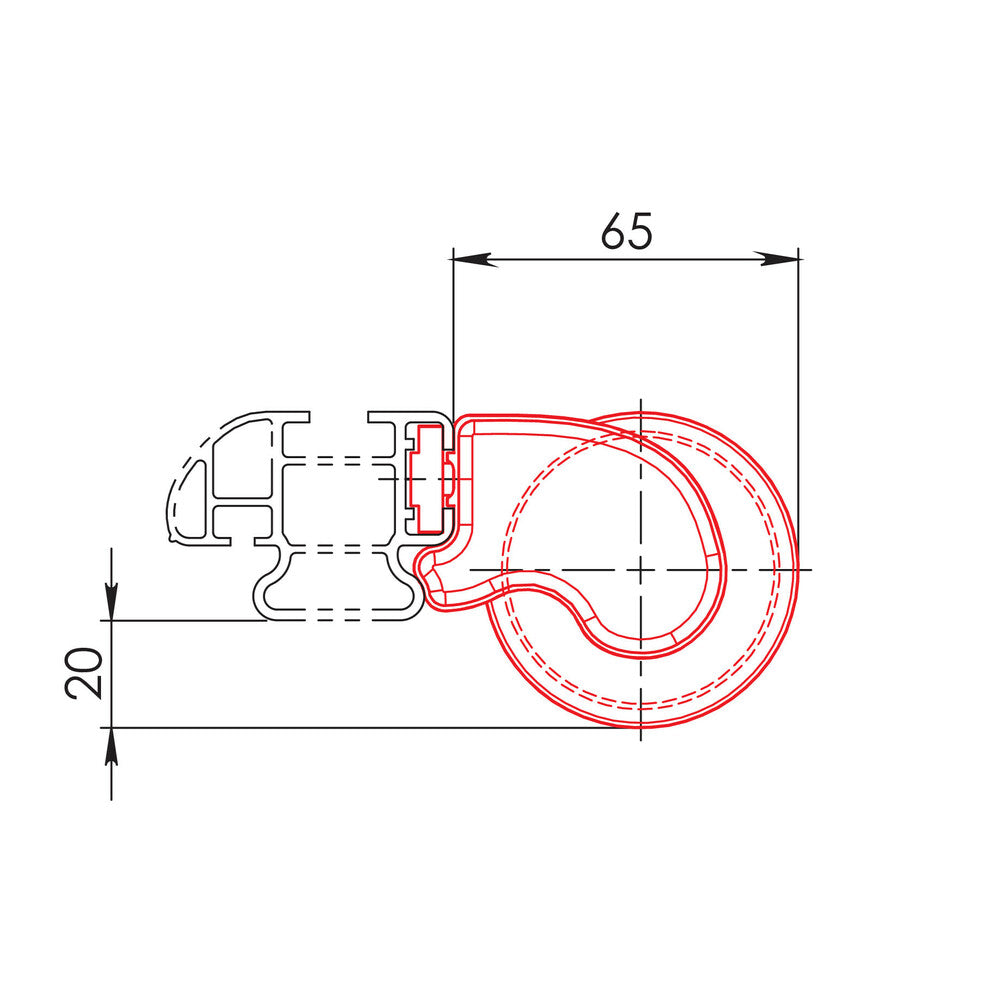 Rouleau arrière 96 cm en métal EPDM pour barres aluminium – Nordrive N11034 KP-7